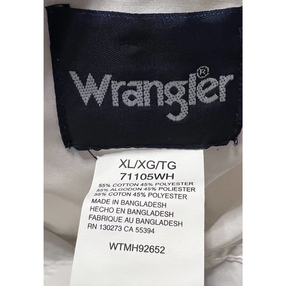 VTG Wrangler Pearl Snap White Button Down Long Sleeve Shirt Size XL - Picture 3 of 3